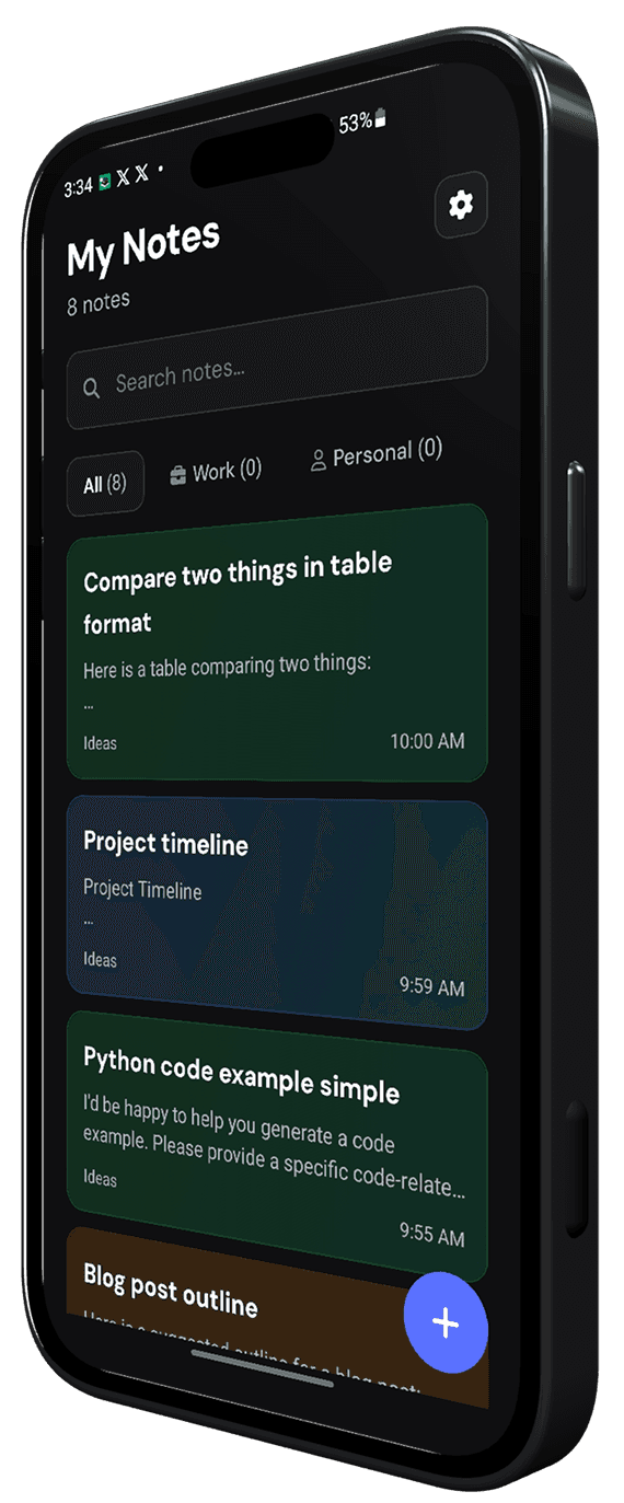 Private AI Note app interface